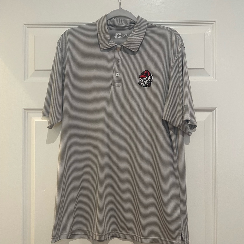 Georgia Gray Striped Polo Shirt with Logo